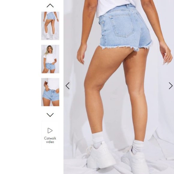 Petite Light Blue Wash Frayed Hem Denim Shorts - Size 8 US / 12 UK - Picture 3 of 5